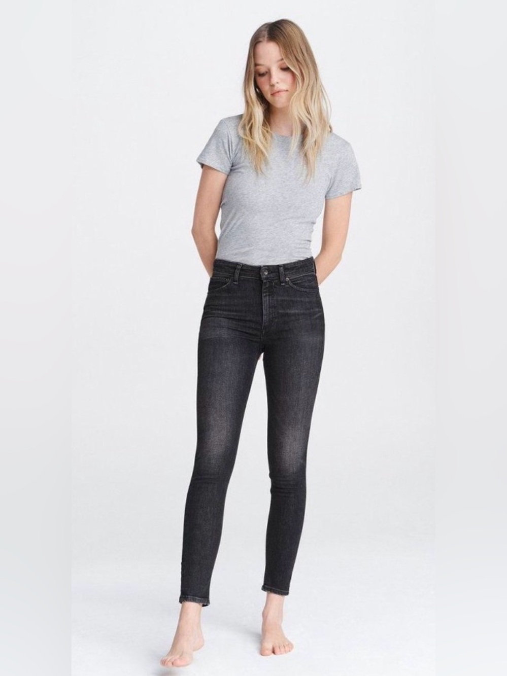 rag & bone Women's Washed Black Nina High-Rise Ankle Skinny Jeans